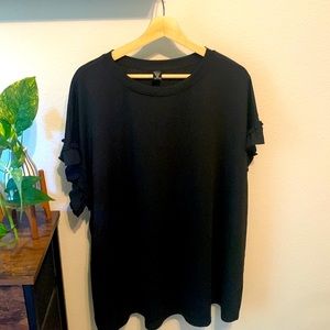 NWOT Shein Curve Plus Size 4X Black Short Ruffle Sleeved Top Tunic